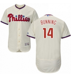 Mens Majestic Philadelphia Phillies 14 Jim Bunning Cream Alternate Flex Base Authentic Collection MLB Jersey