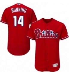 Mens Majestic Philadelphia Phillies 14 Jim Bunning Red Alternate Flex Base Authentic Collection MLB Jersey 