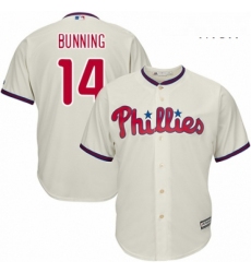 Mens Majestic Philadelphia Phillies 14 Jim Bunning Replica Cream Alternate Cool Base MLB Jersey 