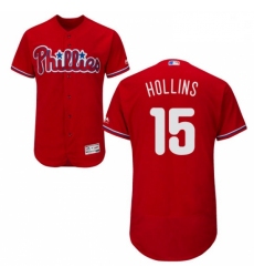 Mens Majestic Philadelphia Phillies 15 Dave Hollins Red Alternate Flex Base Authentic Collection MLB Jersey