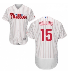Mens Majestic Philadelphia Phillies 15 Dave Hollins White Home Flex Base Authentic Collection MLB Jersey