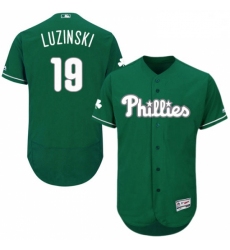 Mens Majestic Philadelphia Phillies 19 Greg Luzinski Green Celtic Flexbase Authentic Collection MLB Jersey 