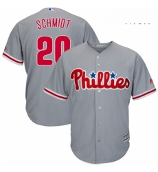 Mens Majestic Philadelphia Phillies 20 Mike Schmidt Replica Grey Road Cool Base MLB Jersey