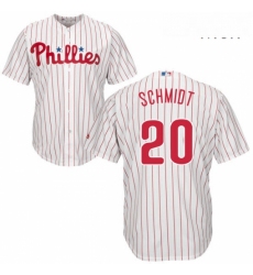 Mens Majestic Philadelphia Phillies 20 Mike Schmidt Replica WhiteRed Strip Home Cool Base MLB Jersey