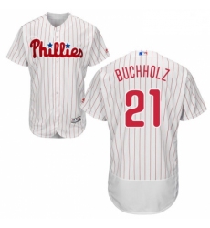 Mens Majestic Philadelphia Phillies 21 Clay Buchholz White Flexbase Authentic Collection MLB Jersey