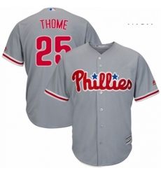 Mens Majestic Philadelphia Phillies 25 Jim Thome Replica Grey Road Cool Base MLB Jersey 