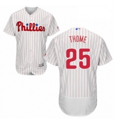 Mens Majestic Philadelphia Phillies 25 Jim Thome White Home Flex Base Authentic Collection MLB Jersey