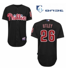 Mens Majestic Philadelphia Phillies 26 Chase Utley Authentic Black Cool Base MLB Jersey