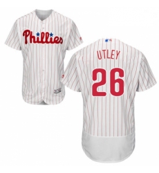 Mens Majestic Philadelphia Phillies 26 Chase Utley White Home Flex Base Authentic Collection MLB Jersey