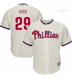 Mens Majestic Philadelphia Phillies 29 John Kruk Replica Cream Alternate Cool Base MLB Jersey