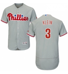 Mens Majestic Philadelphia Phillies 3 Chuck Klein Grey Road Flex Base Authentic Collection MLB Jersey