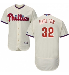 Mens Majestic Philadelphia Phillies 32 Steve Carlton Cream Alternate Flex Base Authentic Collection MLB Jersey