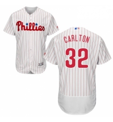 Mens Majestic Philadelphia Phillies 32 Steve Carlton White Home Flex Base Authentic Collection MLB Jersey