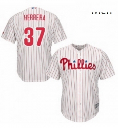 Mens Majestic Philadelphia Phillies 37 Odubel Herrera Replica WhiteRed Strip Home Cool Base MLB Jersey 