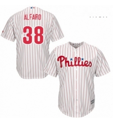 Mens Majestic Philadelphia Phillies 38 Jorge Alfaro Replica WhiteRed Strip Home Cool Base MLB Jersey 