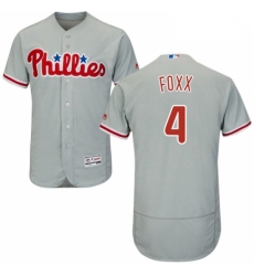 Mens Majestic Philadelphia Phillies 4 Jimmy Foxx Grey Road Flex Base Authentic Collection MLB Jersey