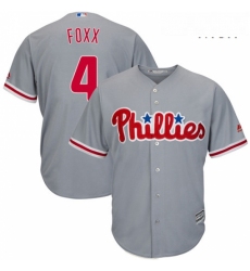 Mens Majestic Philadelphia Phillies 4 Jimmy Foxx Replica Grey Road Cool Base MLB Jersey