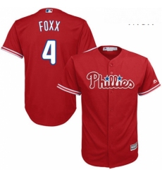 Mens Majestic Philadelphia Phillies 4 Jimmy Foxx Replica Red Alternate Cool Base MLB Jersey