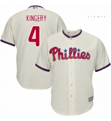 Mens Majestic Philadelphia Phillies 4 Scott Kingery Replica Cream Alternate Cool Base MLB Jersey 