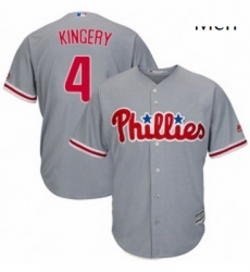 Mens Majestic Philadelphia Phillies 4 Scott Kingery Replica Grey Road Cool Base MLB Jersey 