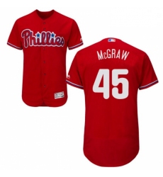 Mens Majestic Philadelphia Phillies 45 Tug McGraw Red Alternate Flex Base Authentic Collection MLB Jersey