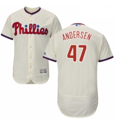 Mens Majestic Philadelphia Phillies 47 Larry Andersen Cream Alternate Flex Base Authentic Collection MLB Jersey