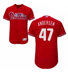Mens Majestic Philadelphia Phillies 47 Larry Andersen Red Alternate Flex Base Authentic Collection MLB Jersey