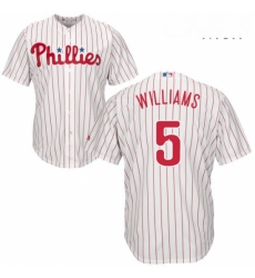 Mens Majestic Philadelphia Phillies 5 Nick Williams Replica WhiteRed Strip Home Cool Base MLB Jersey 