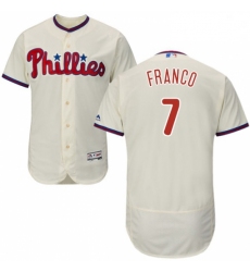 Mens Majestic Philadelphia Phillies 7 Maikel Franco Cream Alternate Flex Base Authentic Collection MLB Jersey