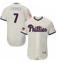 Mens Majestic Philadelphia Phillies 7 Maikel Franco Cream Fashion Stars Stripes Flex Base MLB Jersey