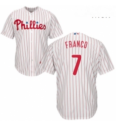 Mens Majestic Philadelphia Phillies 7 Maikel Franco Replica WhiteRed Strip Home Cool Base MLB Jersey
