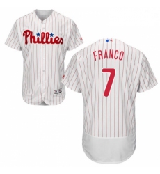 Mens Majestic Philadelphia Phillies 7 Maikel Franco White Home Flex Base Authentic Collection MLB Jersey