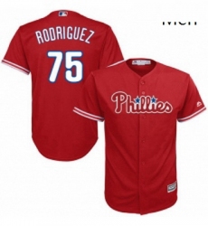 Mens Majestic Philadelphia Phillies 75 Francisco Rodriguez Replica Red Alternate Cool Base MLB Jersey 