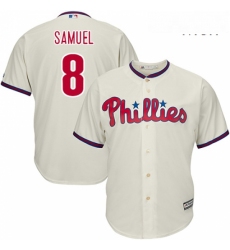 Mens Majestic Philadelphia Phillies 8 Juan Samuel Replica Cream Alternate Cool Base MLB Jersey
