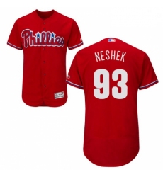 Mens Majestic Philadelphia Phillies 93 Pat Neshek Red Alternate Flex Base Authentic Collection MLB Jersey