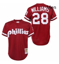 Mens Mitchell and Ness 1991 Philadelphia Phillies 28 Mitch Williams Authentic Red Throwback MLB Jersey