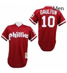 Mens Mitchell and Ness Philadelphia Phillies 10 Darren Daulton Replica Red 1991 Throwback MLB Jersey