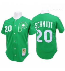 Mens Mitchell and Ness Philadelphia Phillies 20 Mike Schmidt Authentic Green Throwback MLB Jersey