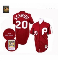 Mens Mitchell and Ness Philadelphia Phillies 20 Mike Schmidt Authentic Red Throwback MLB Jersey