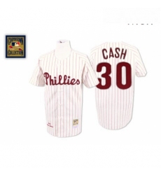 Mens Mitchell and Ness Philadelphia Phillies 30 Dave Cash Authentic WhiteRed Strip Throwback MLB Jersey