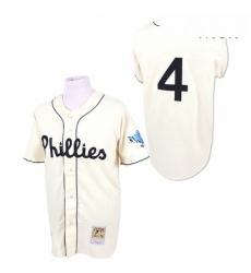 Mens Mitchell and Ness Philadelphia Phillies 4 Jimmy Foxx Authentic White Throwback MLB Jersey