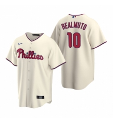 Mens Nike Philadelphia Phillies 10 JT Realmuto Cream Alternate Stitched Baseball Jersey