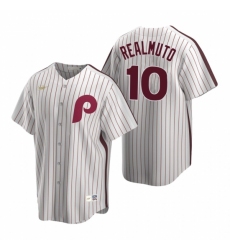 Mens Nike Philadelphia Phillies 10 JT Realmuto White Cooperstown Collection Home Stitched Baseball Jersey