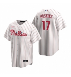 Mens Nike Philadelphia Phillies 17 Rhys Hoskins White Home Stitched Baseball Jersey