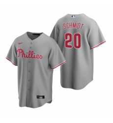 Mens Nike Philadelphia Phillies 20 Mike Schmidt Gray Road Stitched Baseball Jerse