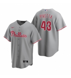 Mens Nike Philadelphia Phillies 43 Nick Pivetta Gray Road Stitched Baseball Jersey