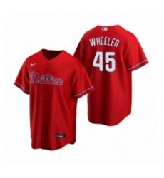 Mens Nike Philadelphia Phillies 45 Zack Wheeler Red Alternate Stitched Baseball Jersey