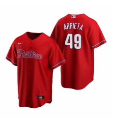 Mens Nike Philadelphia Phillies 49 Jake Arrieta Red Alternate Stitched Baseball Jersey