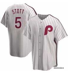 Mens Nike Philadelphia Phillies 5 Bryson Stott White Cooperstown Collection Home Stitched Baseball Jersey