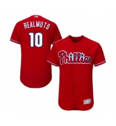 Mens Philadelphia Phillies 10 J T Realmuto Red Alternate Flex Base Authentic Collection Baseball Jersey